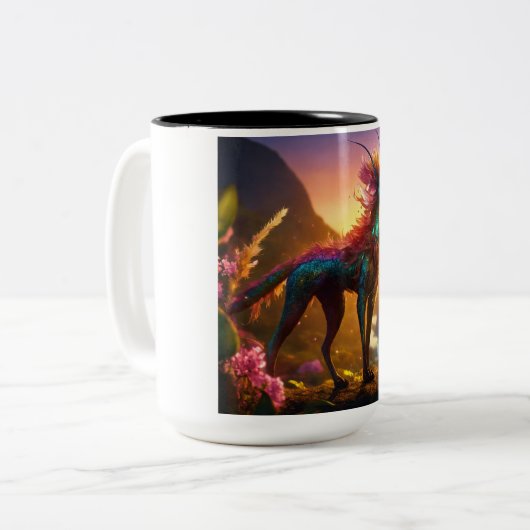 Vrolijke slokken: Levendige keramische mok, pracht Tweekleurige Koffiemok (Voorkant links)