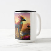 Vrolijke slokken: Levendige keramische mok, pracht Tweekleurige Koffiemok (Voorkant rechts)