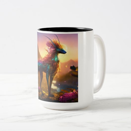 Vrolijke slokken: Levendige keramische mok, pracht Tweekleurige Koffiemok (Voorkant rechts)