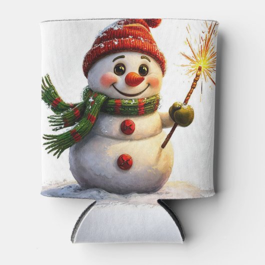 Vrolijke Sneeuwman Blikjeskoeler (Voorkant)