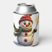Vrolijke Sneeuwman Blikjeskoeler (Blikje Achterkant)