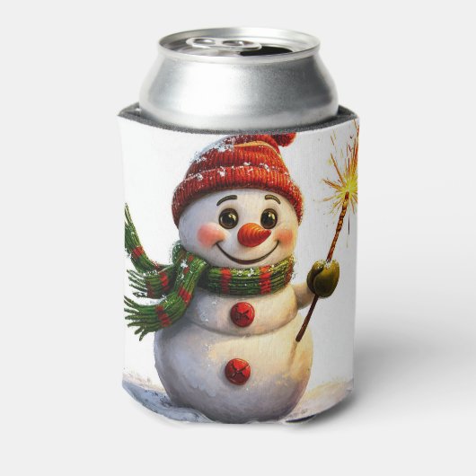 Vrolijke Sneeuwman Blikjeskoeler (Blikje Achterkant)