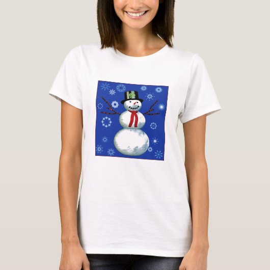 vrolijke sneeuwman bovenaan t-shirt (Voorkant)