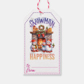 Vrolijke sneeuwman cadeau label voor feestdagen cadeaulabel (Voorkant)