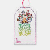Vrolijke sneeuwman cadeau labels cadeaulabel (Voorkant)