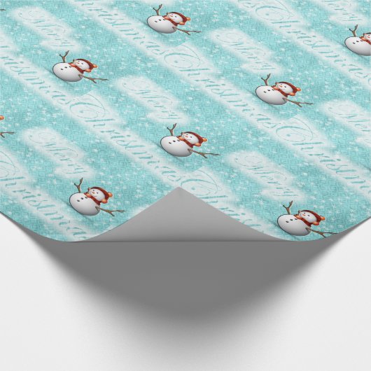 vrolijke sneeuwman cadeaupapier (Hoek)