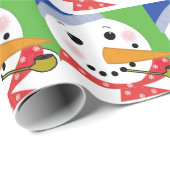 Vrolijke Sneeuwman Cadeaupapier (Rol Hoek)