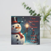 Vrolijke Sneeuwman Feest Uitnodiging - Festieve Ka (Staand voorkant)