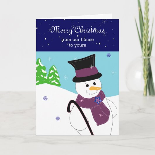 Vrolijke Sneeuwman Feestdagen Kaart (Voorkant)