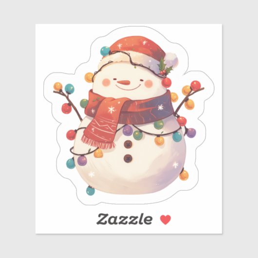 Vrolijke sneeuwman gekleed in licht sticker (Vel)