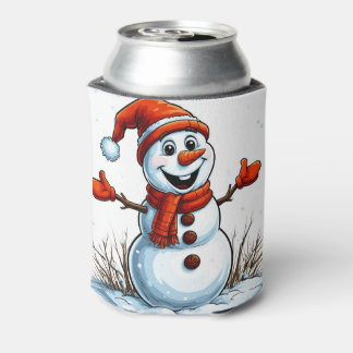 Vrolijke Sneeuwman gekleed in Winterhoed Blikjeskoeler