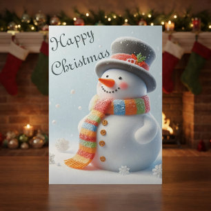 Vrolijke Sneeuwman Gelukkig Kerstmis Kaart