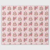 Vrolijke Sneeuwman & Holly Christmas Pattern op Ro Cadeaupapier (Vlak)