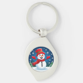 Vrolijke Sneeuwman in Rode Sjaal en Hoed Sleutelhanger