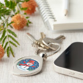 Vrolijke sneeuwman in rode sjaal en Pet Sleutelhanger (Zijkant)