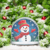 Vrolijke sneeuwman in rode sjaal en Pet Sneeuwbol (Kerstmis)