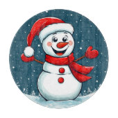 Vrolijke sneeuwman in Santa Hat met sjaal Snijplank (Voorkant)
