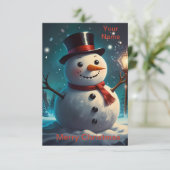 Vrolijke sneeuwman kerst Kaart - feestelijke Kaart (Staand voorkant)
