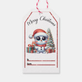 Vrolijke sneeuwman kerst labels cadeaulabel (Achterkant)