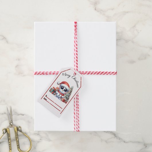 Vrolijke sneeuwman kerst labels cadeaulabel (Met Touw)