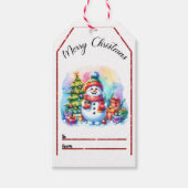 Vrolijke sneeuwman kerst labels cadeaulabel (Voorkant)