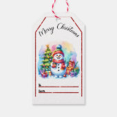 Vrolijke sneeuwman kerst labels cadeaulabel (Achterkant)