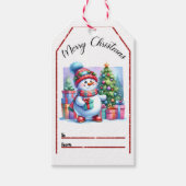 Vrolijke sneeuwman kerst labels cadeaulabel (Voorkant)