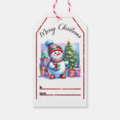 Vrolijke sneeuwman kerst labels cadeaulabel (Achterkant)
