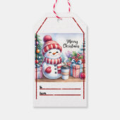Vrolijke sneeuwman kerst labels cadeaulabel (Achterkant)