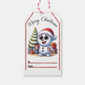 Vrolijke sneeuwman kerst labels cadeaulabel (Voorkant)