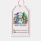 Vrolijke sneeuwman kerst labels cadeaulabel (Voorkant)