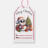 Vrolijke sneeuwman kerst labels cadeaulabel (Voorkant)