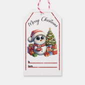 Vrolijke sneeuwman kerst labels cadeaulabel (Achterkant)