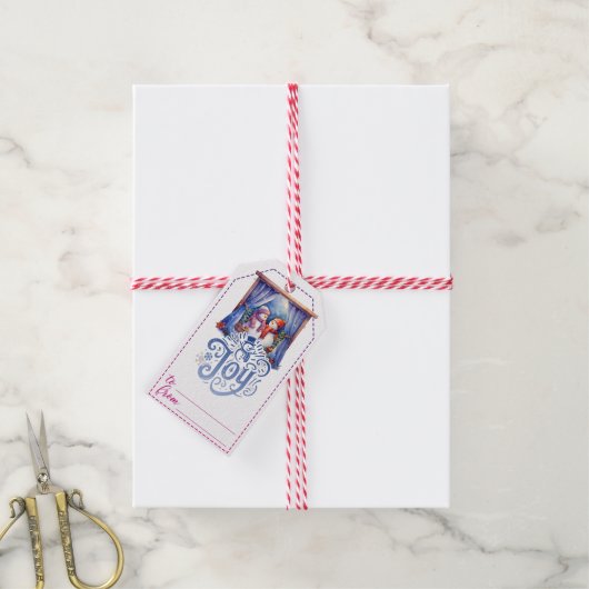 Vrolijke sneeuwman kerstcadeau tags cadeaulabel (Met Touw)