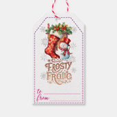 Vrolijke sneeuwman kerstcadeau tags cadeaulabel (Voorkant)