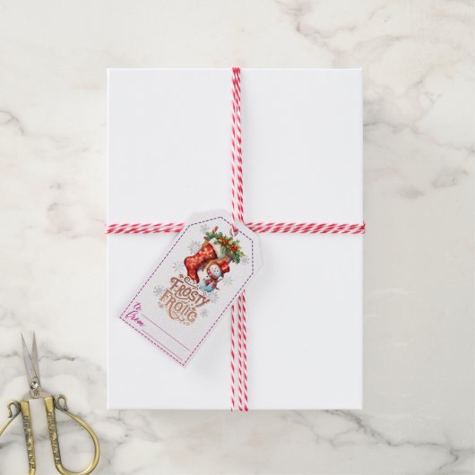 Vrolijke sneeuwman kerstcadeau tags cadeaulabel (Met Touw)