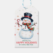 Vrolijke Sneeuwman Kerstcadeautags Cadeaulabel (Voorkant)