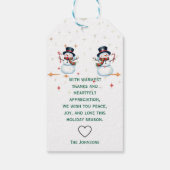 Vrolijke Sneeuwman Kerstcadeautags Cadeaulabel (Achterkant)