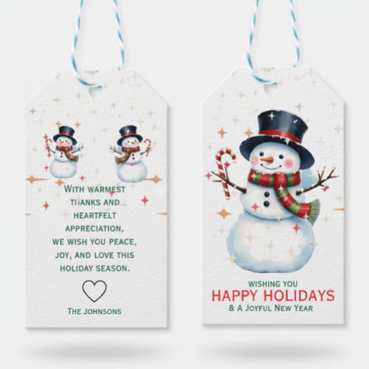 Vrolijke Sneeuwman Kerstcadeautags Cadeaulabel