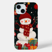 Vrolijke sneeuwman kerstvakantie Case-Mate iPhone case (Achterkant)