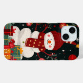 Vrolijke sneeuwman kerstvakantie Case-Mate iPhone case (Achterkant (horizontaal))