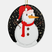Vrolijke sneeuwman kerstversiering keramisch ornament (Links)