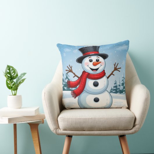 Vrolijke Sneeuwman Kussen (Stoel)