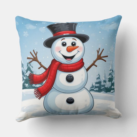 Vrolijke Sneeuwman Kussen (Achterkant)
