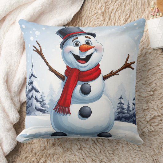 Vrolijke Sneeuwman Kussen (Deken)