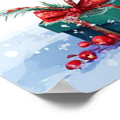 Vrolijke sneeuwman met een kerstmuts poster (Hoek)