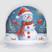 Vrolijke sneeuwman met een kerstmuts sneeuwbol (Voorkant)