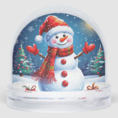 Vrolijke sneeuwman met een kerstmuts sneeuwbol (Achterkant)