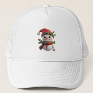 Vrolijke Sneeuwman Met Kerstman Hoed Trucker Pet
