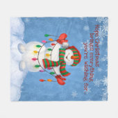 Vrolijke sneeuwman met lichten op sneeuwvlok fleece deken (Voorkant (Horizontaal))